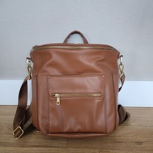 Fawn Leather Diaper Bag With Stroller Straps